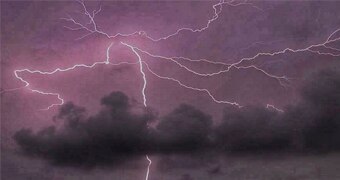 Lightning strikes across the night sky over Queensland's Gold Coast on February 11, 2018.