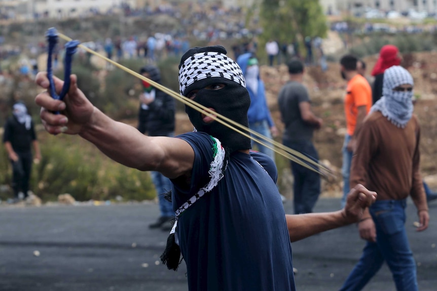 A Palestinian protester