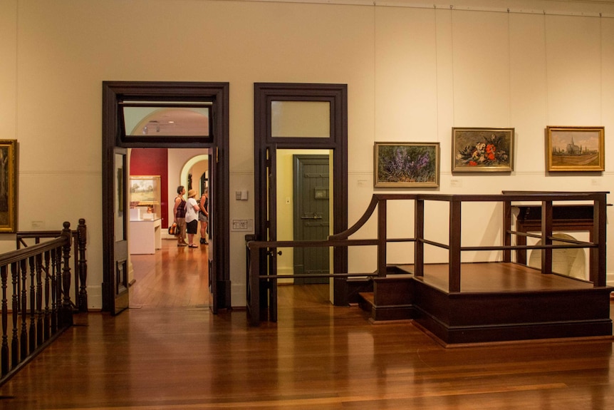 AGWA centenary galleries. The old courtroom dock and judge's bench remains in place.