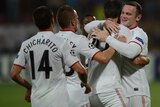 United celebrate a van Persie goal