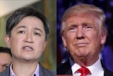 Labor senator Penny Wong (L) and American President-elect Donald Trump (R).