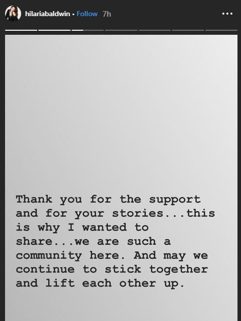 A grey text box with a message thanking follower for their support.