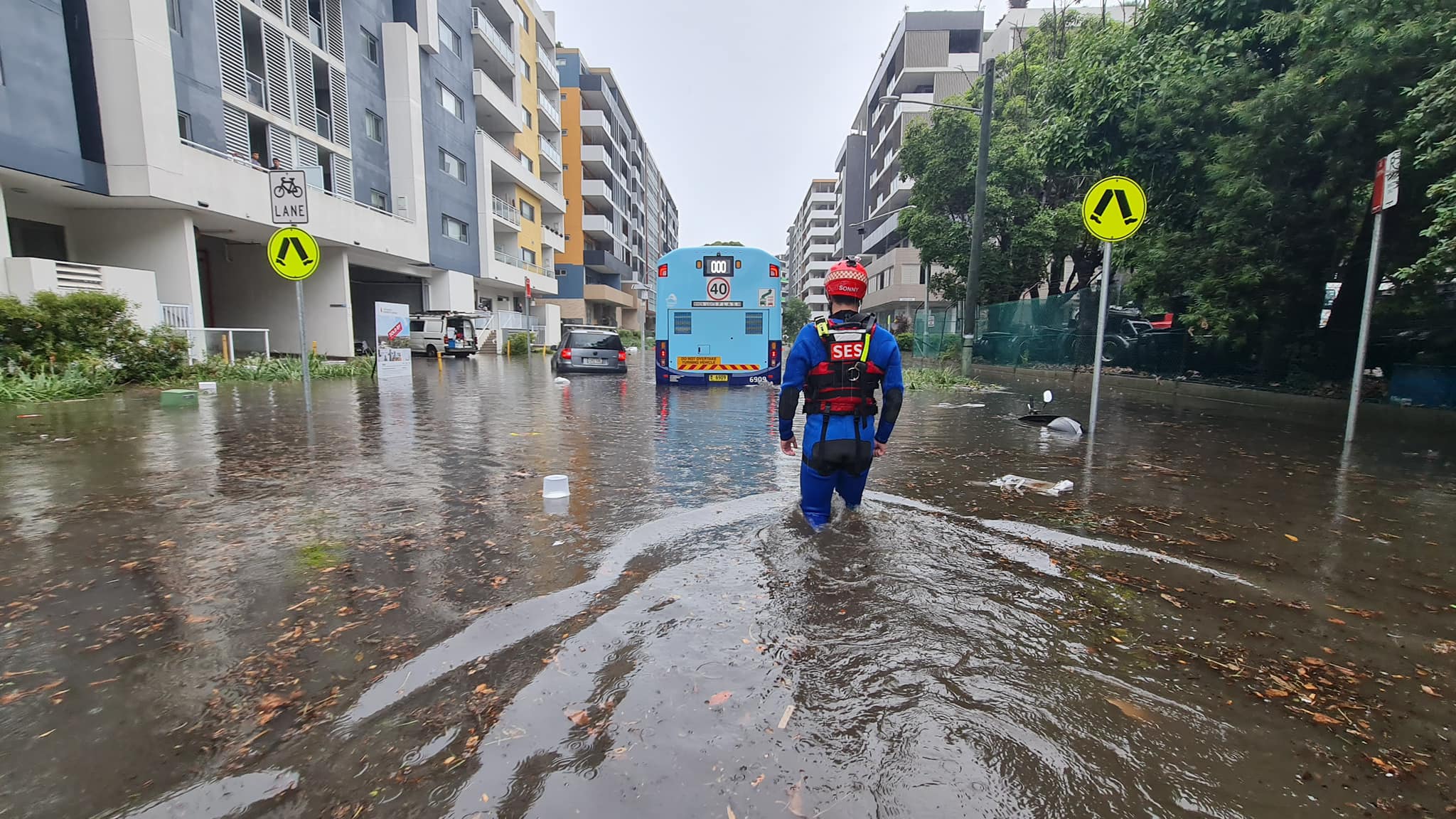 A flooded street