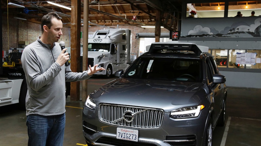 Anthony Levandowski, the former head of Uber's self-driving program, speaks about their driverless car in San Francisco.