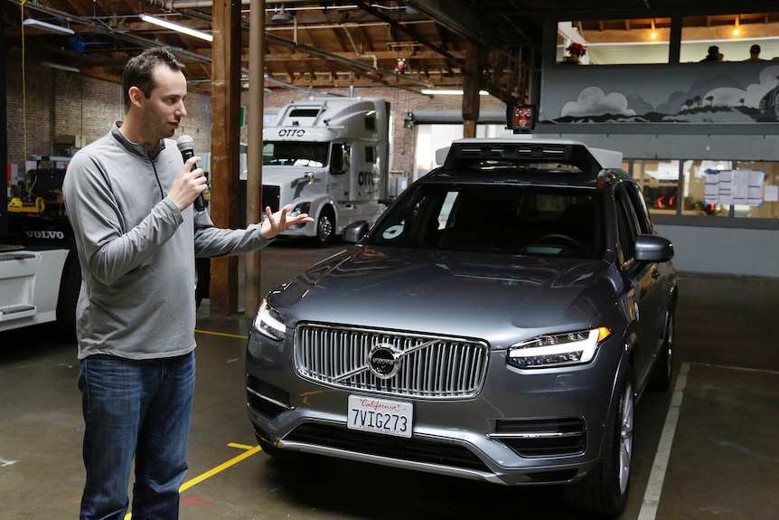 Anthony Levandowski, the former head of Uber's self-driving program, speaks about their driverless car in San Francisco.