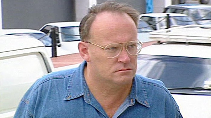 Video still: David Eastman outside court during trial for murdering AFP Assistant Commissioner Colin Winchester