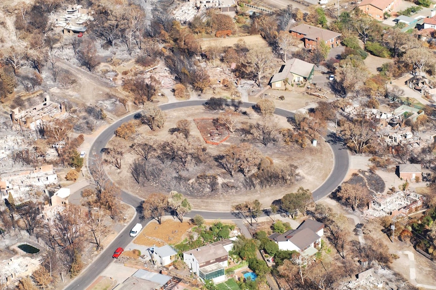 Chauvel Circle, Chapman, Canberra in January 2003, after the firestorm swept into the suburb on January 18, 2003.