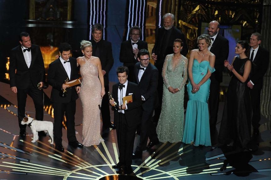 The Artist producer Thomas Langmann accepts Best Picture Oscar