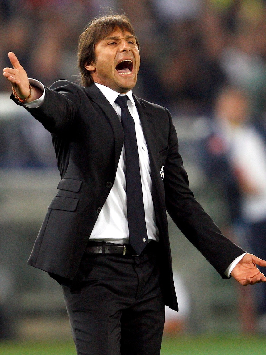 Antonio Conte shouts from the sideline during a match.