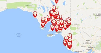 A map on the SA Power Networks website shows outages across SA