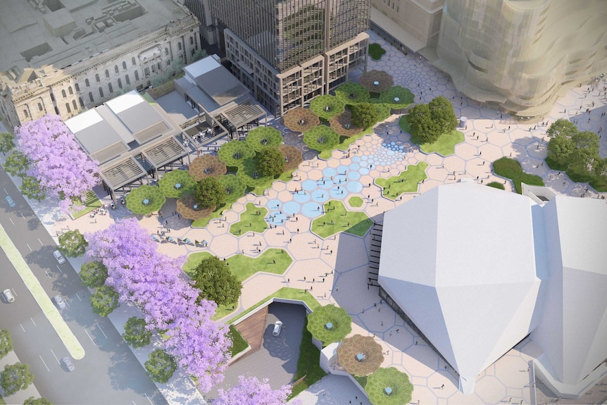 An artist's impression of the new square at the Festival Plaza