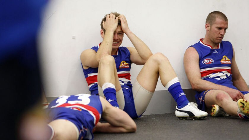 Shattered: The Bulldogs stayed well away from media and fans after the game.