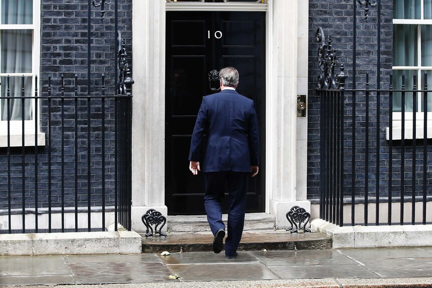 David Cameron walks back to 10 Downing Street