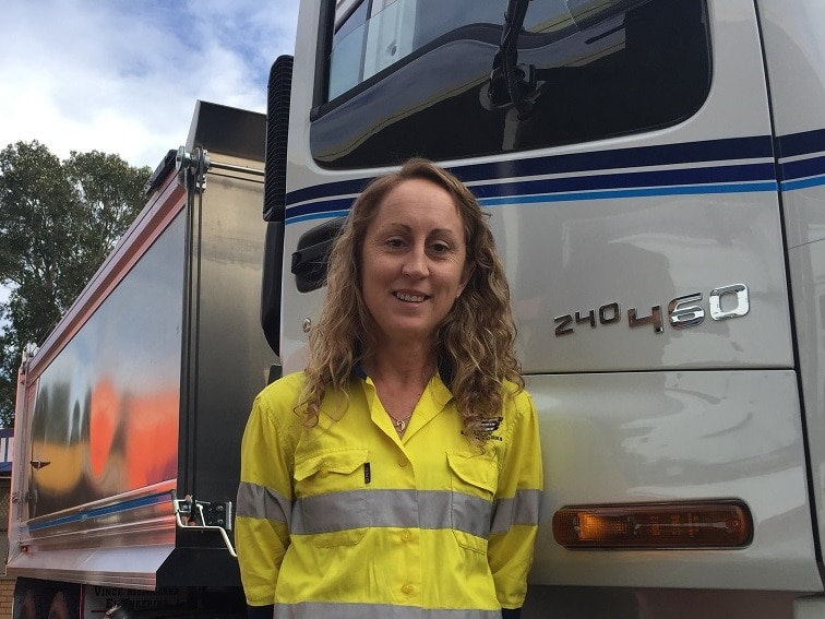 Natasha Jansons drives a truck and trailer aka 'truck and dog'