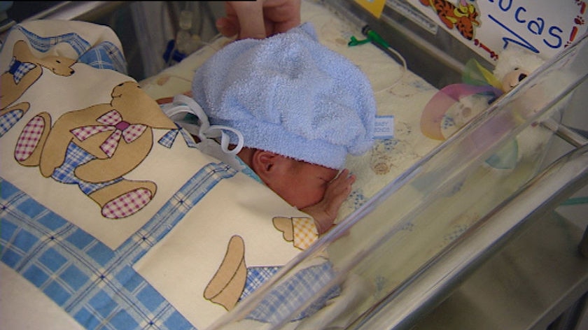 A baby in a neonatal unit
