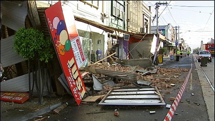 Glenferrie Road was closed as emergency crews tried to clear the rubble.