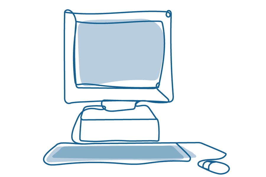 An illustration of a desktop computer.