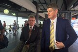 Transport Minister Stirling Hinchliffe and QR interim CEO Neil Scales