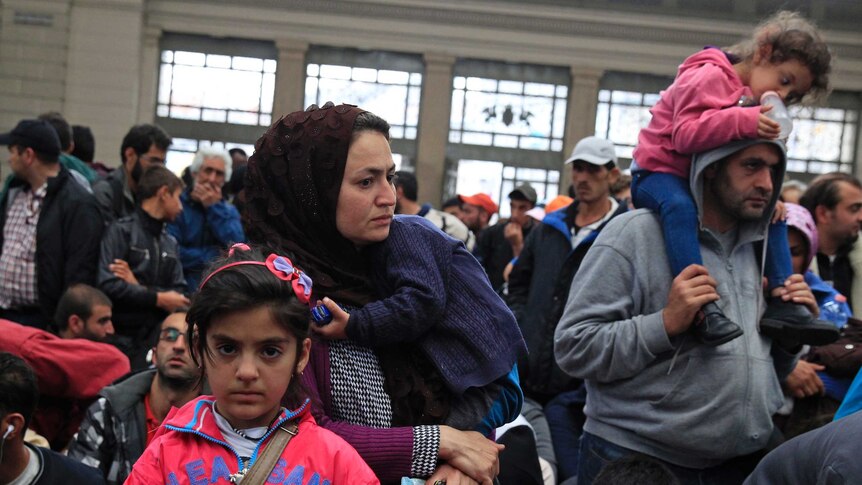 Migrants at Keleti station in Budapest
