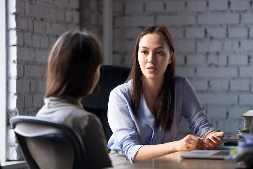 Woman talking to HR