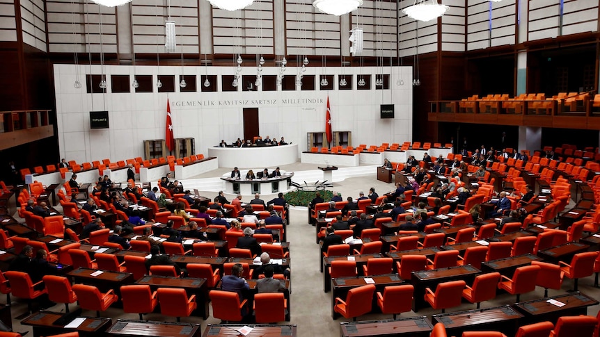 Turkish parliament convenes to debate on the proposed constitutional changes.