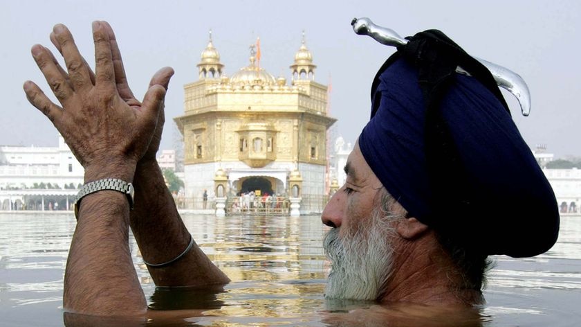 A Sikh offers prayers at the Golden Temple on the eve of the festival of Bandi Chhor Divas in Amritsar, India, on October 27, 2008. Bandi-Chhor Divas commemorates the return of Sikhisms sixth Guru, Sri Hargobind Ji, to the city of Amristar after his release from detention at Gwalior jail.