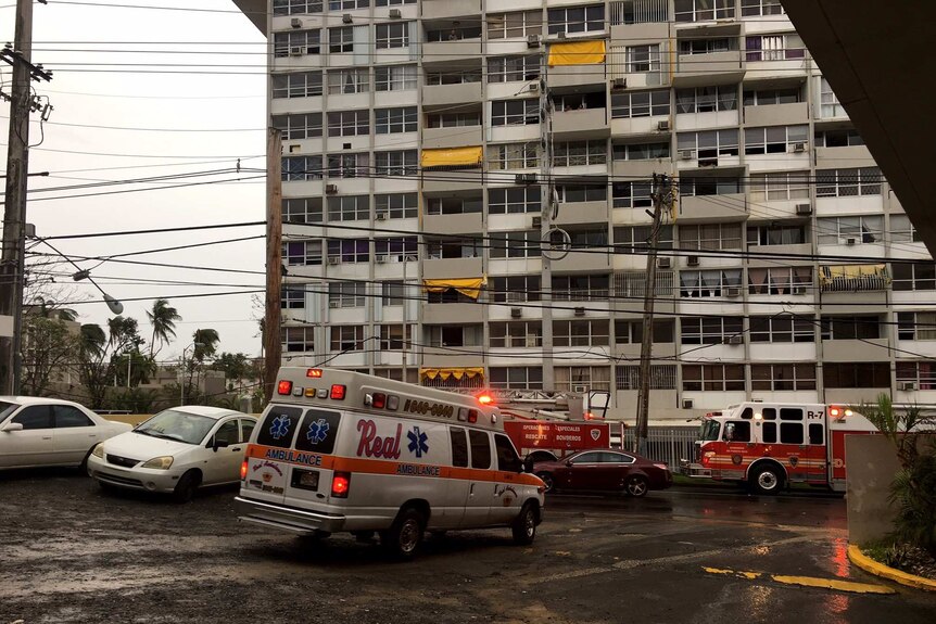 An ambulance outside San Francisco Hospital.