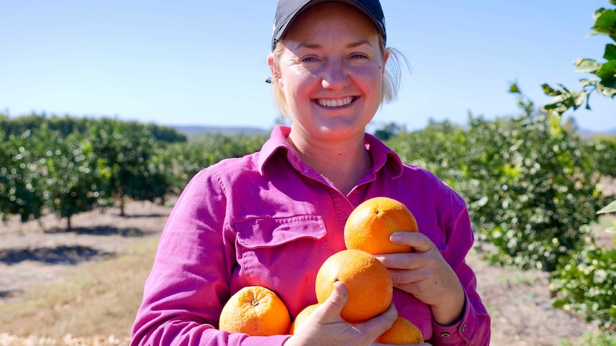 Emma Robinson, a fourth generation citrus farmer in Gayndah, Queensland.