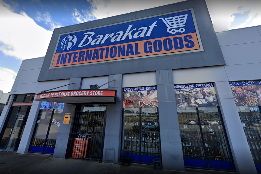 Store front with sign that reads Barakat International Goods