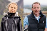 A composite image showing Greta Thunberg and David Speirs