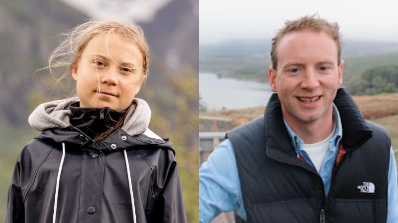 A composite image showing Greta Thunberg and David Speirs