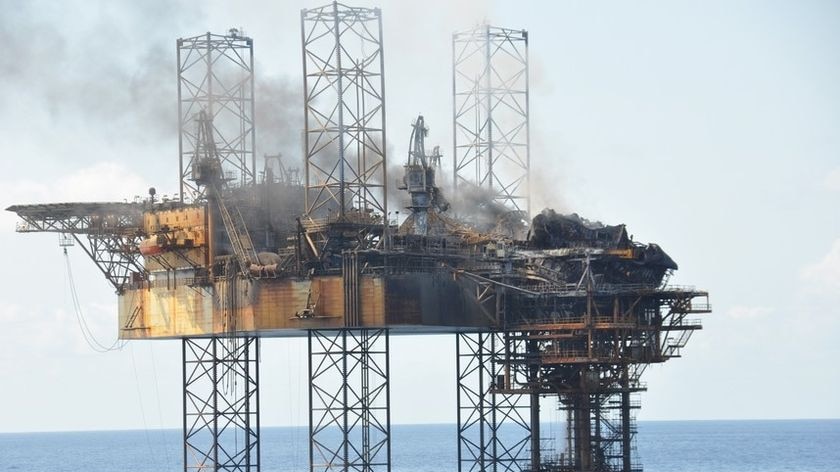 West Atlas rig after fire extinguished