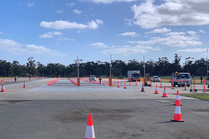 A drive-through coronavirus testing clinic in Adelaide.