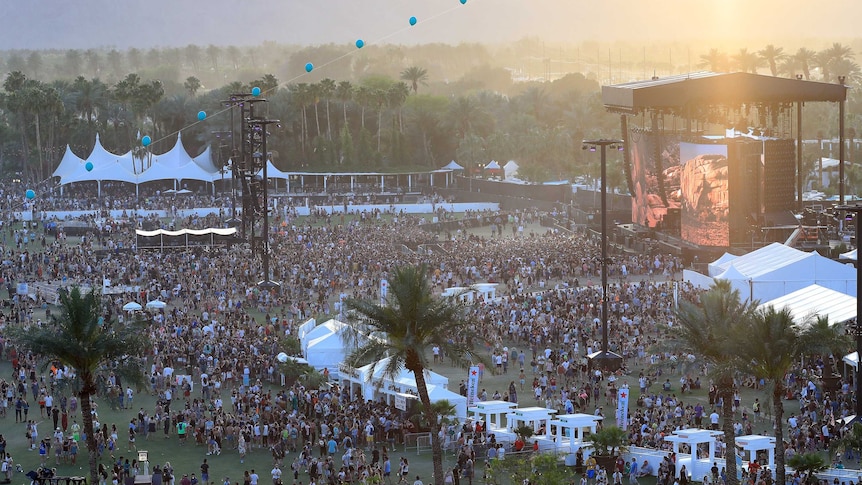 A large crowd gathers at American festival, Coachella.