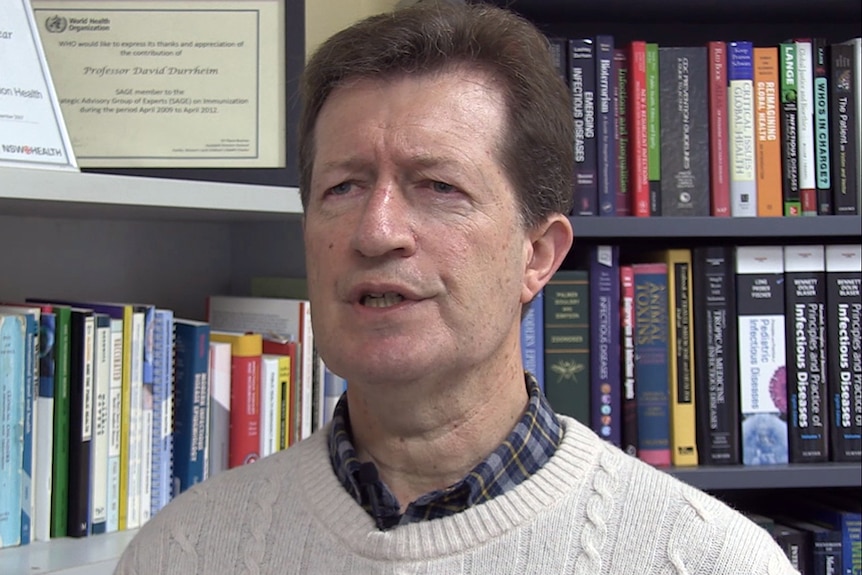 Screen capture of Dr David Durrheim taken from a video press release