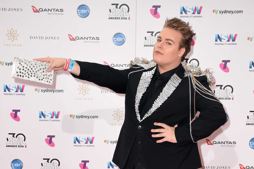 YouTube sensation Alright Hey strikes a pose on the ARIA Awards red carpet.