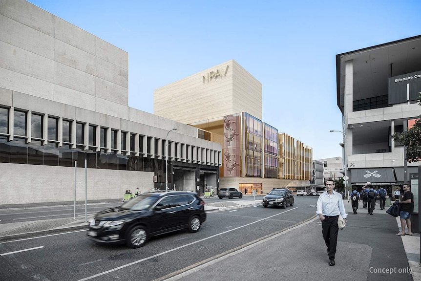Artist's impression of new theatre at QPAC at Brisbane's South Bank, on the corner of Russell and Grey streets