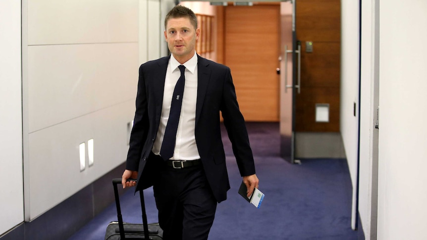 Australian cricket captain Michael Clarke at Sydney airport before heading to England.