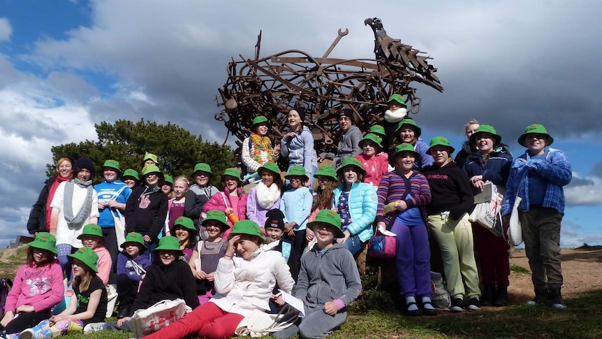 Woden Valley Youth Choir members at Dairy Farmers Hill at the National Arboretum