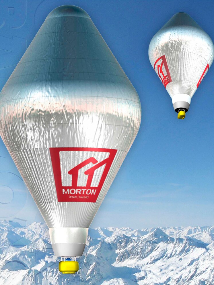 A hot air balloon named Morton to be used in an around the world record attempt