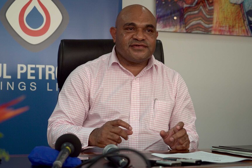 Kumul Petroleum Holdings Limited managing director Wapu Sonk speaks at a press conference
