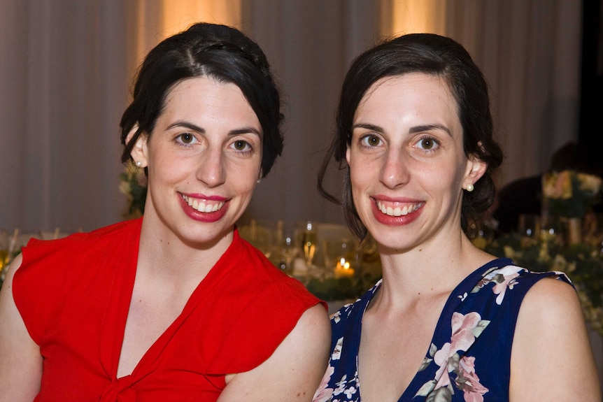 Identical twins Elise and Emily Fantin.