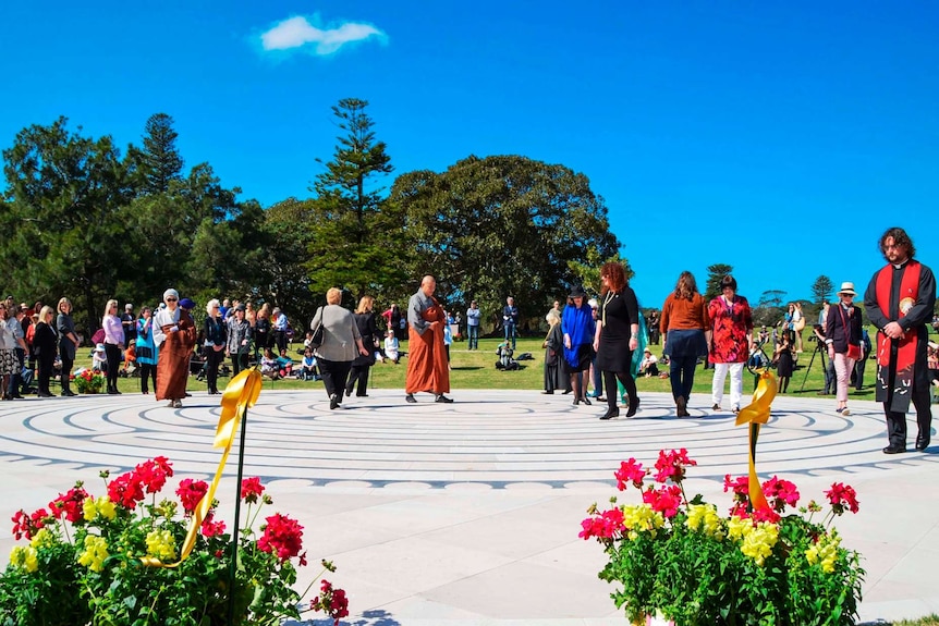 Wisdom Keepers walking the Centennial Park Labyrinth, 2014