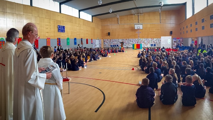 The four Riverland Catholic primary schools celebrate mass as part of Catholic Education Week in May.
