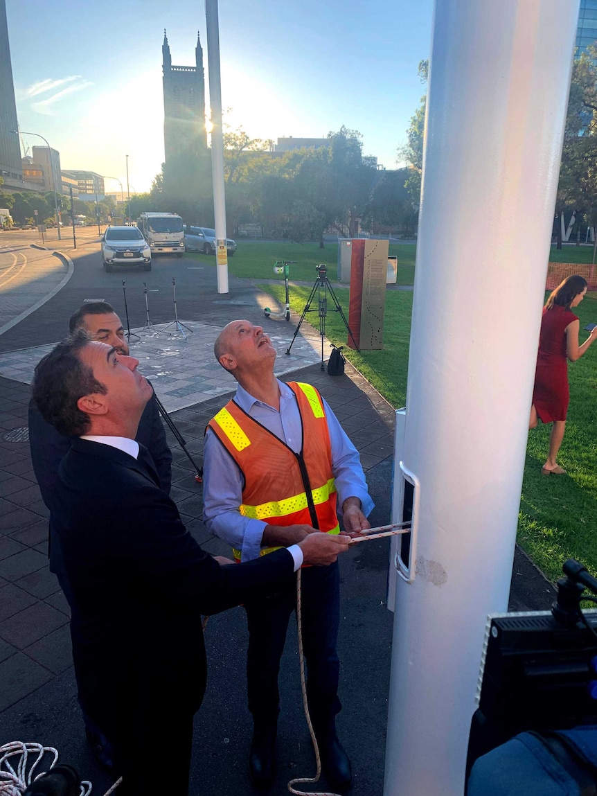 SA Premier Steven Marshall in Victoria Square.