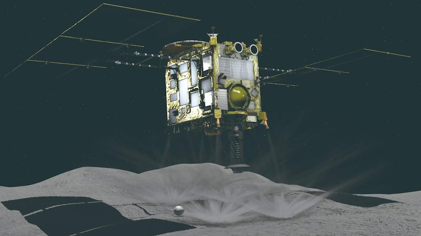 Artist's impression of Hayabusa 2 touching down on Ryugu