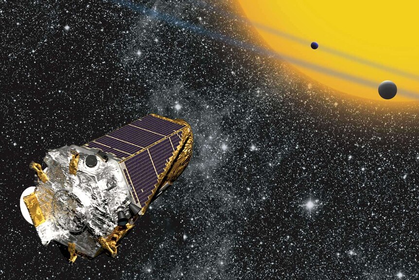 An artist's impression of the Kepler telescope as it travels through space