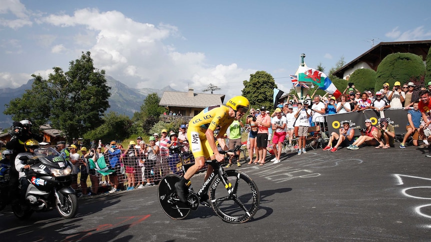 Chris Froome rides during the Tour de France 18th stage