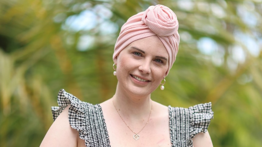 Young woman with pink turban 