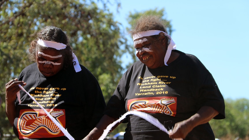 Dancers in Yarralin celebrate the handback of the town to traditional owners